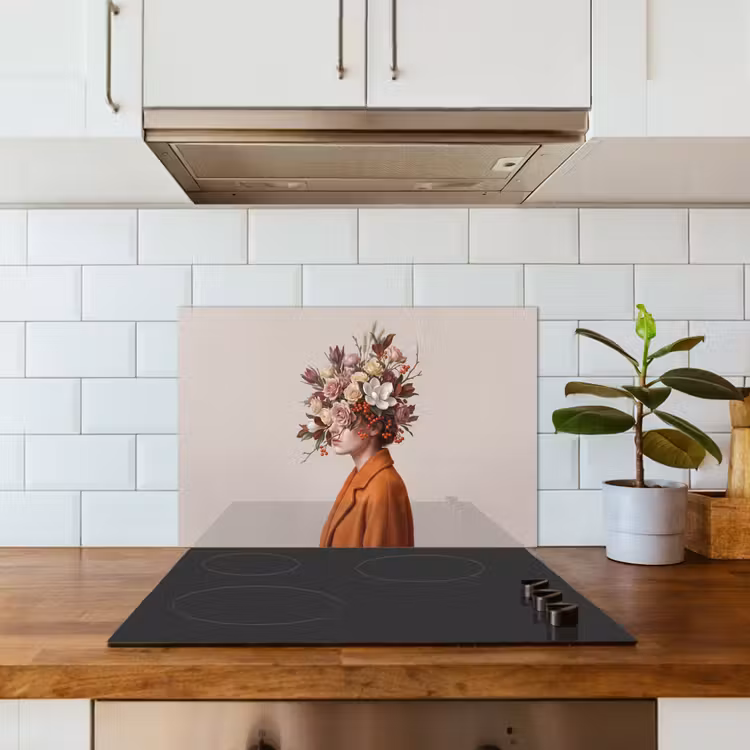 Gezicht - Boeket - Kleurrijk keuken achterwand spatscherm klein -sfeer2
