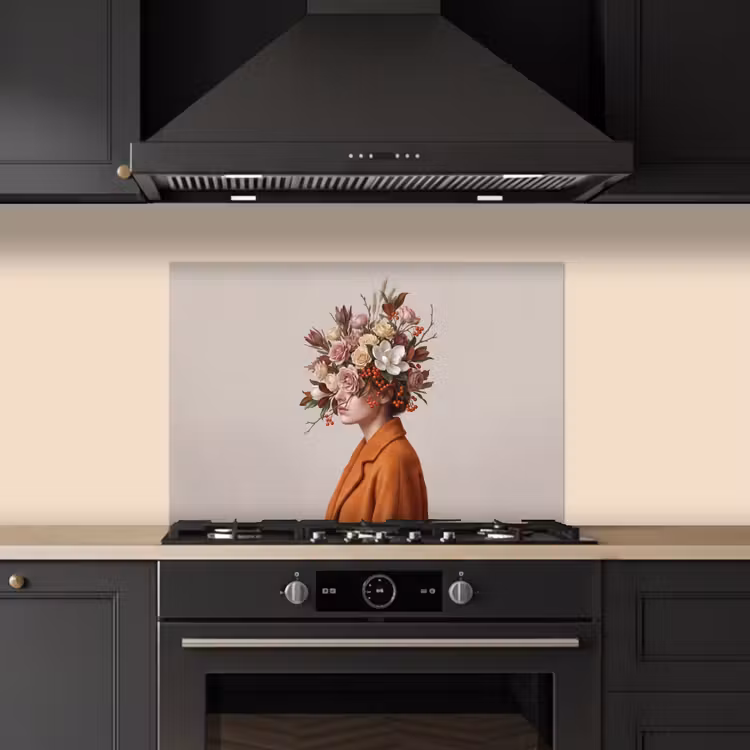 Gezicht - Boeket - Kleurrijk keuken achterwand spatscherm klein -sfeer1