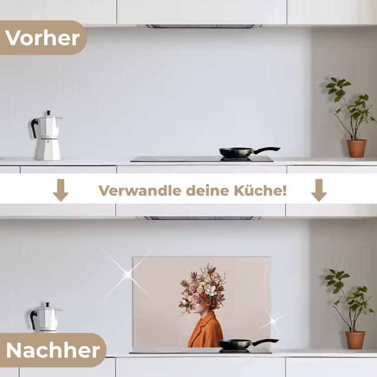 Gezicht - Boeket - Kleurrijk keuken achterwand spatscherm klein -voor_na_DE