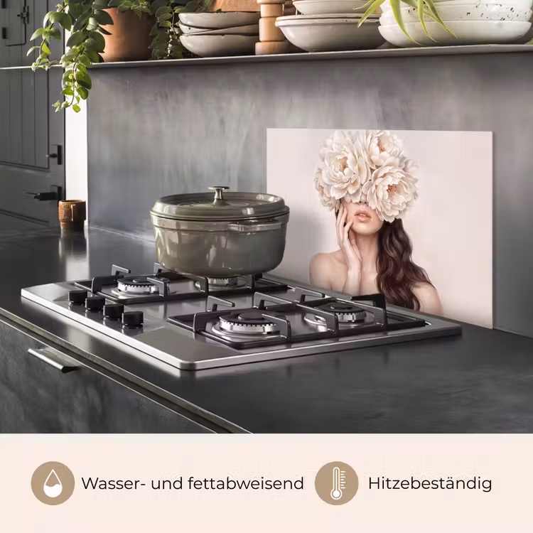 Gezicht - Pioenrozen - Crème keuken achterwand spatscherm klein -usp_DE