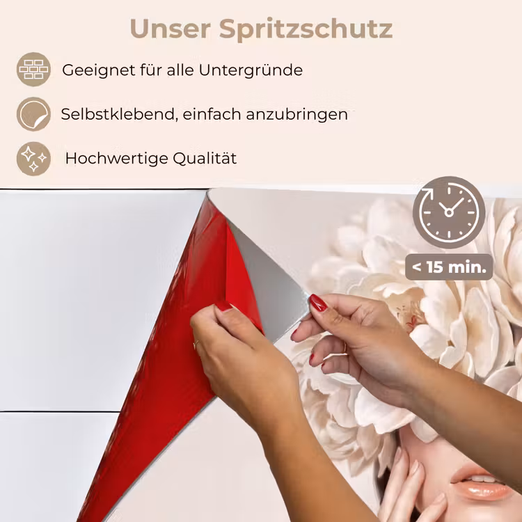 Gezicht - Pioenrozen - Crème keuken achterwand spatscherm klein -spatscherm_DE