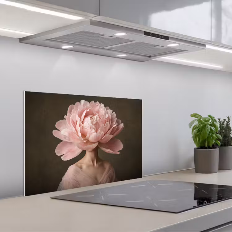Gezicht - Roos - Roze keuken achterwand spatscherm klein -3d_schuin