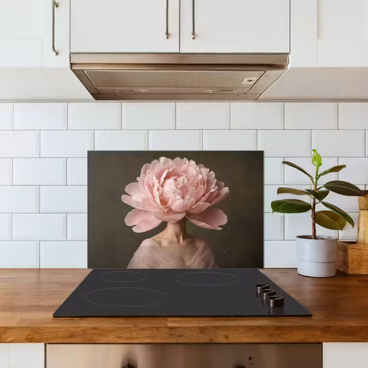 Gezicht - Roos - Roze keuken achterwand spatscherm klein -sfeer2