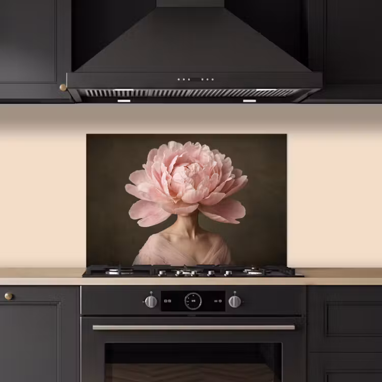 Gezicht - Roos - Roze keuken achterwand spatscherm klein -sfeer1