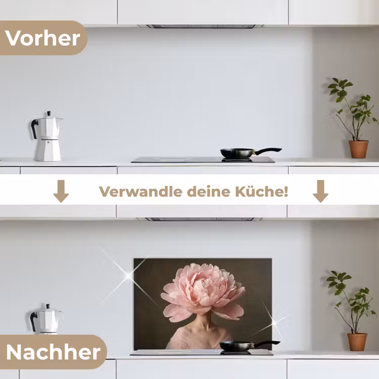 Gezicht - Roos - Roze keuken achterwand spatscherm klein -voor_na_DE