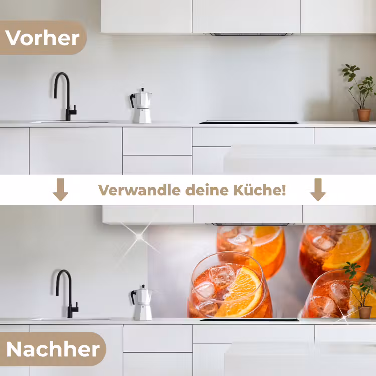 Drank - Sinaasappel - IJs - Zomer - Oranje keuken achterwand 2 middel -voor-na_DE