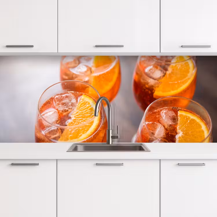 Drank - Sinaasappel - IJs - Zomer - Oranje keuken achterwand 2 middel -3d