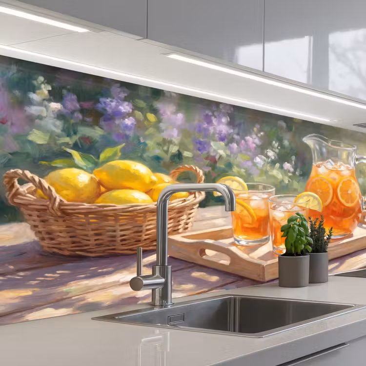 Drank - Citroen - Zomer - Tuin - Geel keuken achterwand 2 middel -3d_schuin
