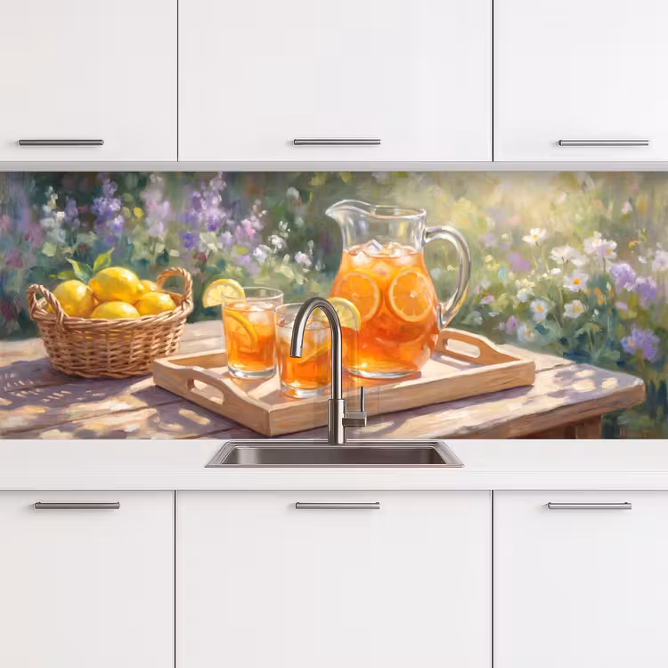 Drank - Citroen - Zomer - Tuin - Geel keuken achterwand 2 middel -3d