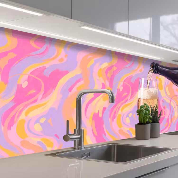 Drank - Inschenken - Feest - Abstract - Roze keuken achterwand 2 middel -3d_schuin