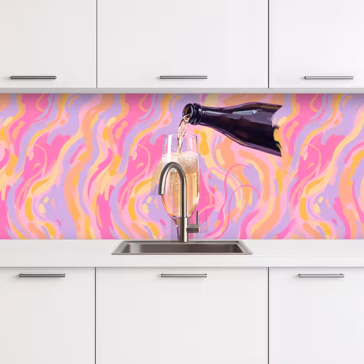 Drank - Inschenken - Feest - Abstract - Roze keuken achterwand 2 middel -3d