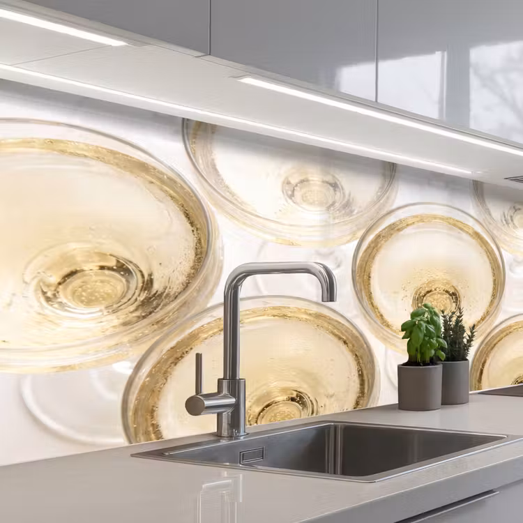 Drank - Glazen - Feest - Goud keuken achterwand 2 middel -3d_schuin