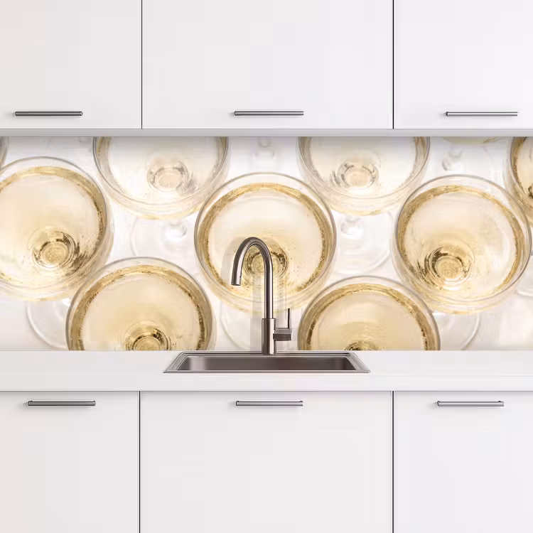 Drank - Glazen - Feest - Goud keuken achterwand 2 middel -3d