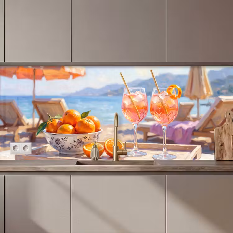 Drank - Glazen - Strand - Zomer - Oranje keuken achterwand 2 middel zz_3dshopping