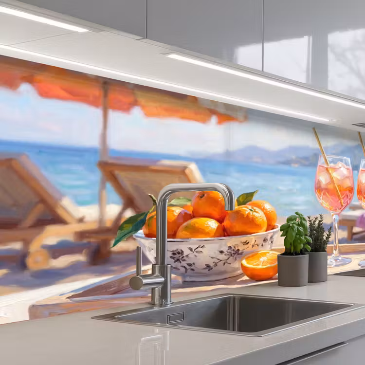 Drank - Glazen - Strand - Zomer - Oranje keuken achterwand 2 middel -3d_schuin