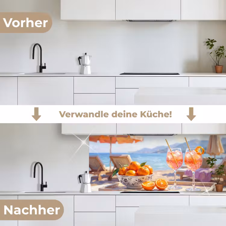 Drank - Glazen - Strand - Zomer - Oranje keuken achterwand 2 middel -voor-na_DE