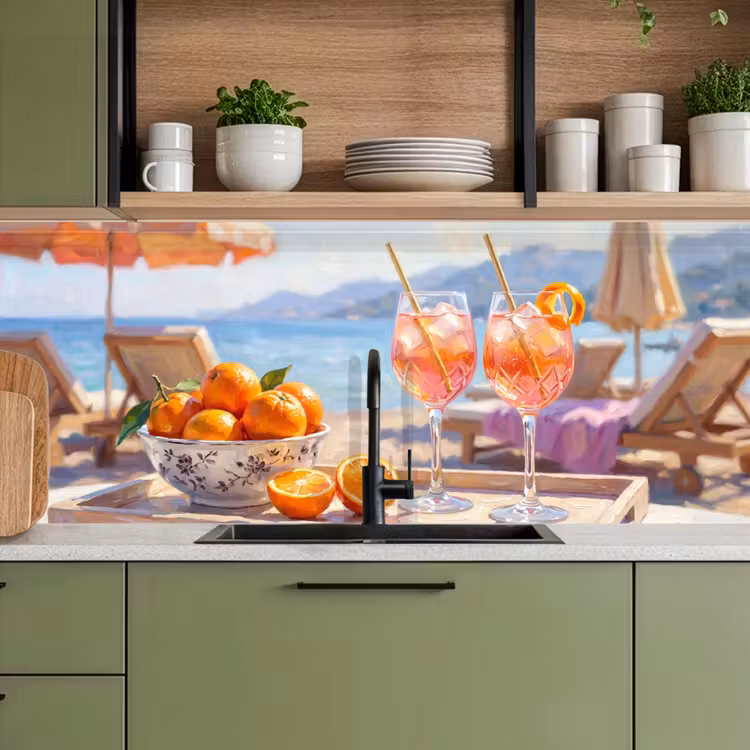 Drank - Glazen - Strand - Zomer - Oranje keuken achterwand 2 middel -sfeer3