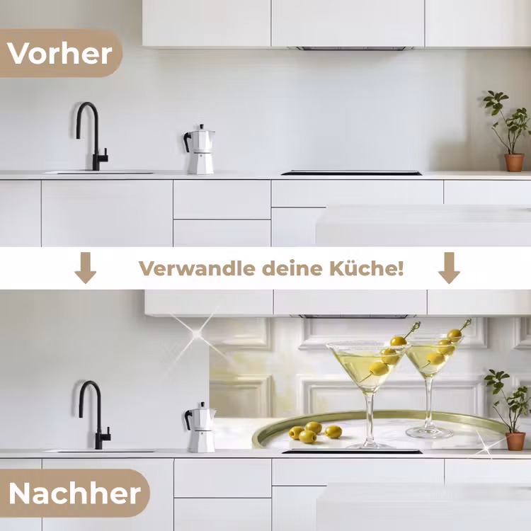 Drank - Martini - Olijven - Modern - Wit keuken achterwand 2 middel -voor-na_DE