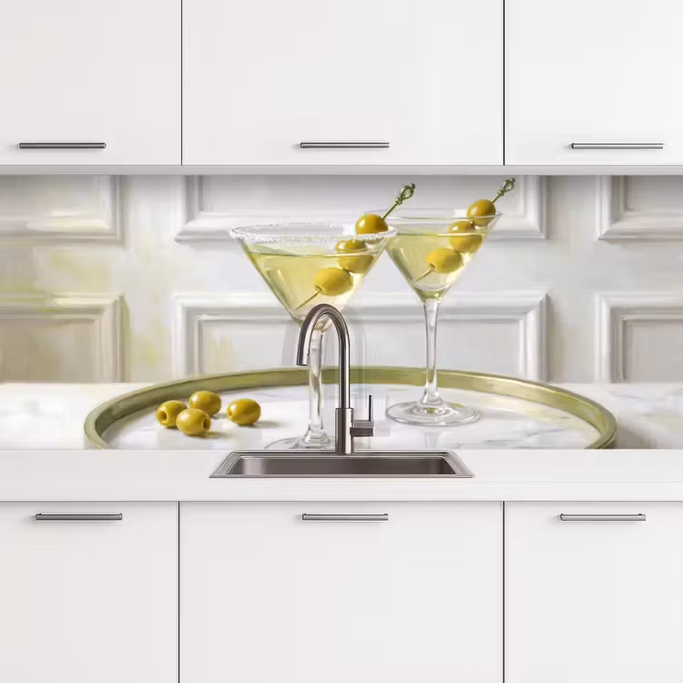 Drank - Martini - Olijven - Modern - Wit keuken achterwand 2 middel -3d