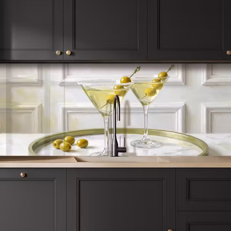 Drank - Martini - Olijven - Modern - Wit keuken achterwand 2 middel -sfeer1