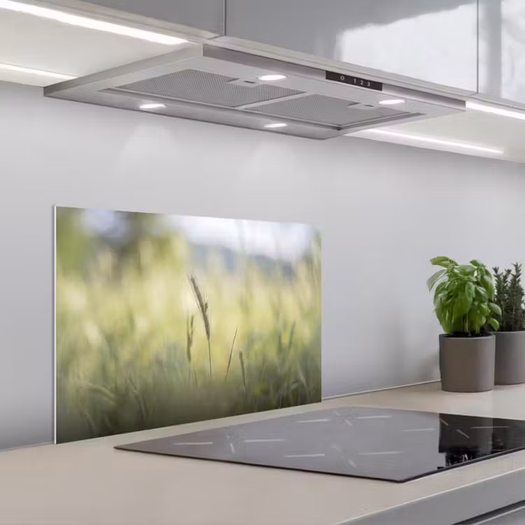 Graan - Aar - Natuur - Groen - Detail keuken achterwand spatscherm klein -3d_schuin