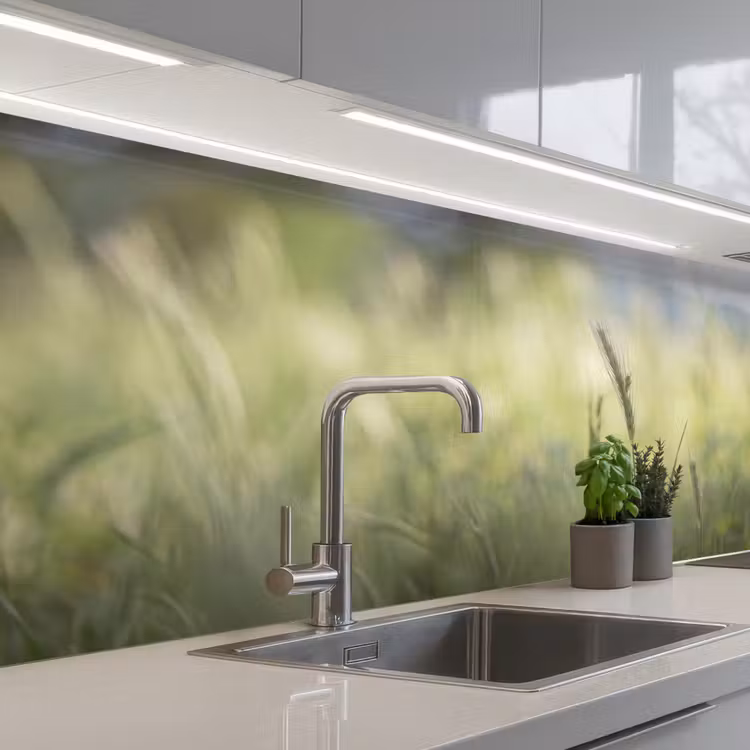 Graan - Aar - Natuur - Groen - Detail keuken achterwand 2 middel -3d_schuin