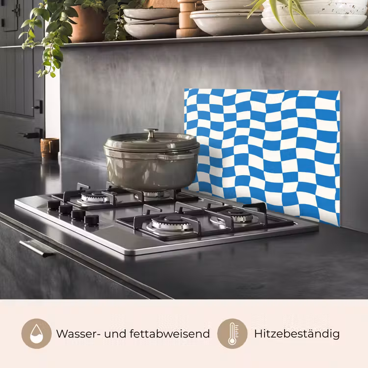 Golvend - Patroon - Blauw keuken achterwand spatscherm klein 900 -usp_DE