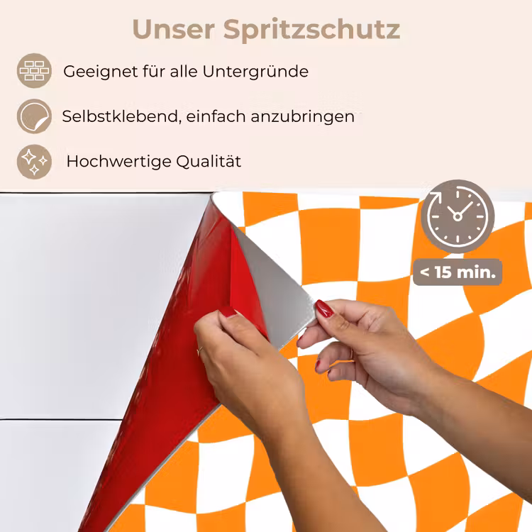 Golvend - Patroon - Oranje keuken achterwand spatscherm klein 900 -spatscherm_DE