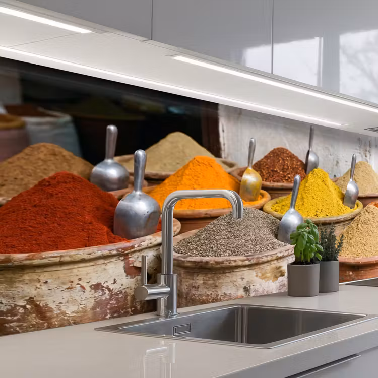 Küchenrückwand - Gewürze – Gläser – Orientalisch - Kruiden - Potten - Oosters keuken achterwand 2 middel
