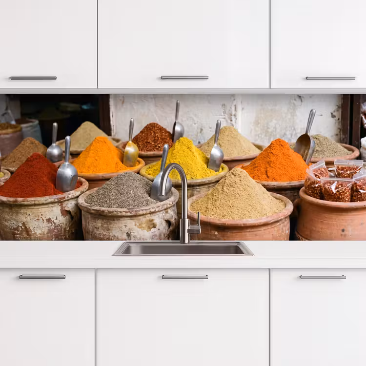 Küchenrückwand - Gewürze – Gläser – Orientalisch - Kruiden - Potten - Oosters keuken achterwand 2 middel