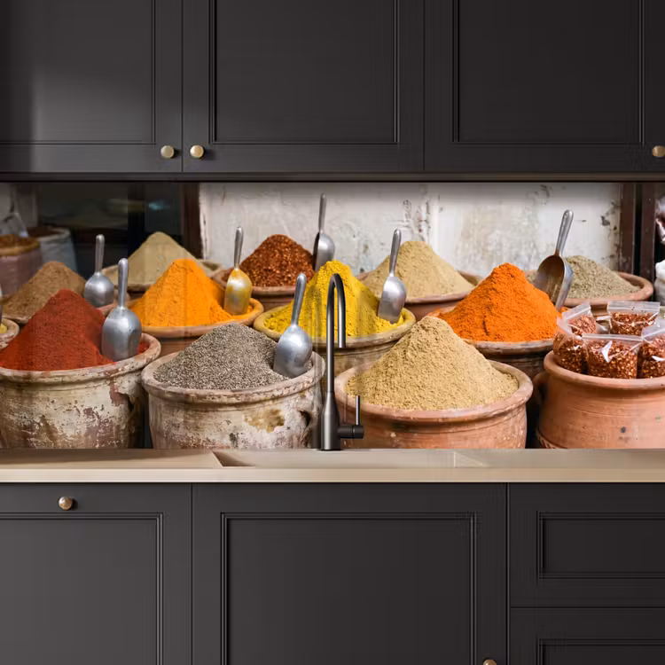 Küchenrückwand - Gewürze – Gläser – Orientalisch - Kruiden - Potten - Oosters keuken achterwand 2 middel