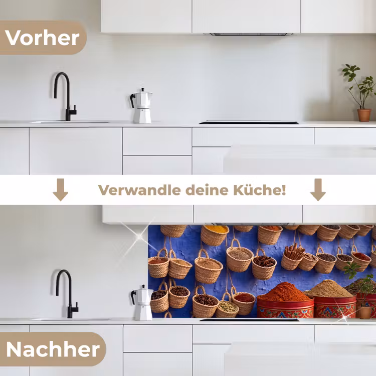 Küchenrückwand - Gewürze – Körbe – Markt - Kruiden - Manden - Markt keuken achterwand 2 middel