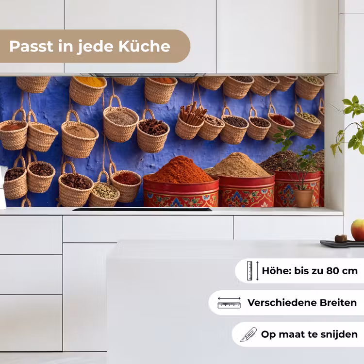 Küchenrückwand - Gewürze – Körbe – Markt - Kruiden - Manden - Markt keuken achterwand 2 middel