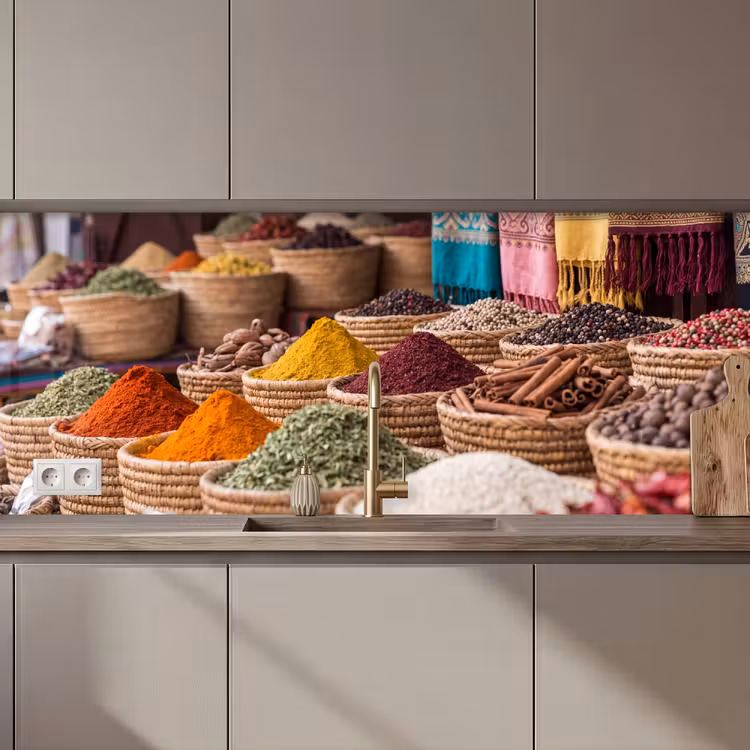 Küchenrückwand - Gewürze – Körbe – Orientalisch - Kruiden - Manden - Oosters keuken achterwand 2 middel zz_3dshopping