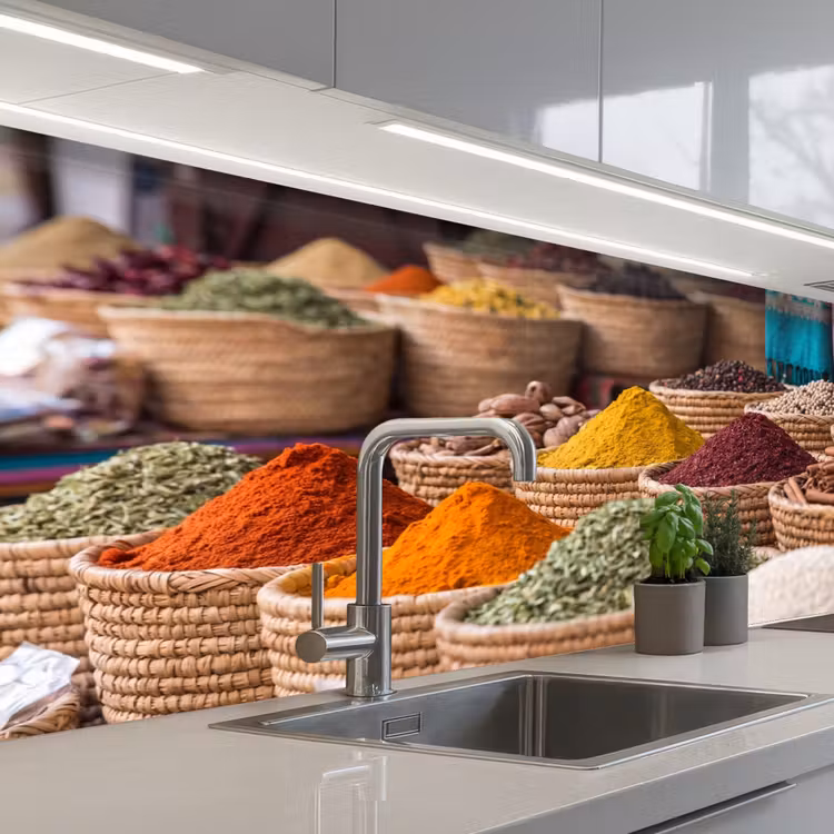 Küchenrückwand - Gewürze – Körbe – Orientalisch - Kruiden - Manden - Oosters keuken achterwand 2 middel