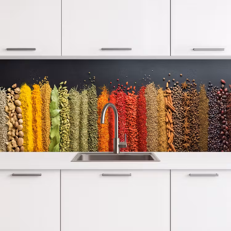 Specerijen - Kruiden - Banen - Regenboog keuken achterwand 2 middel -3d