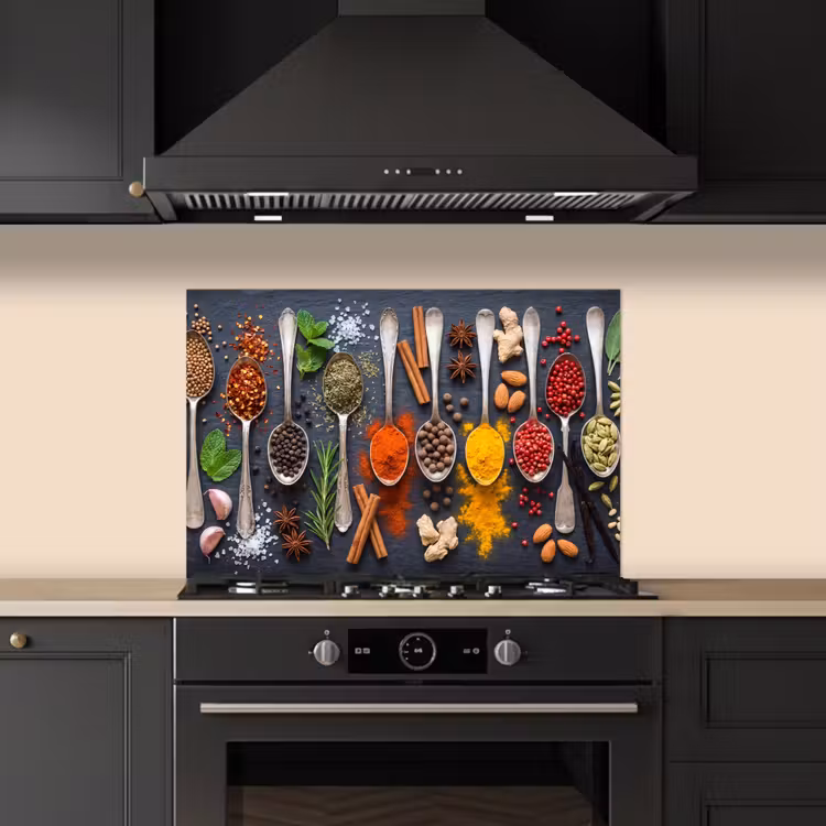 Kruiden - Lepels - Culinair - Kleurrijk - Sfeervol keuken achterwand spatscherm klein -sfeer1