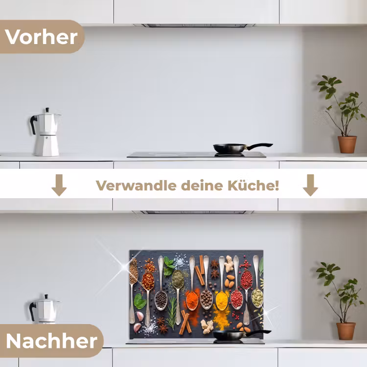 Kruiden - Lepels - Culinair - Kleurrijk - Sfeervol keuken achterwand spatscherm klein -voor_na_DE