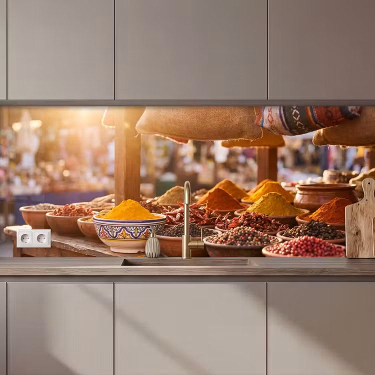 Küchenrückwand - Gewürze – Markt – Bunt - Specerijen - Markt - Kleurrijk keuken achterwand 2 middel zz_3dshopping