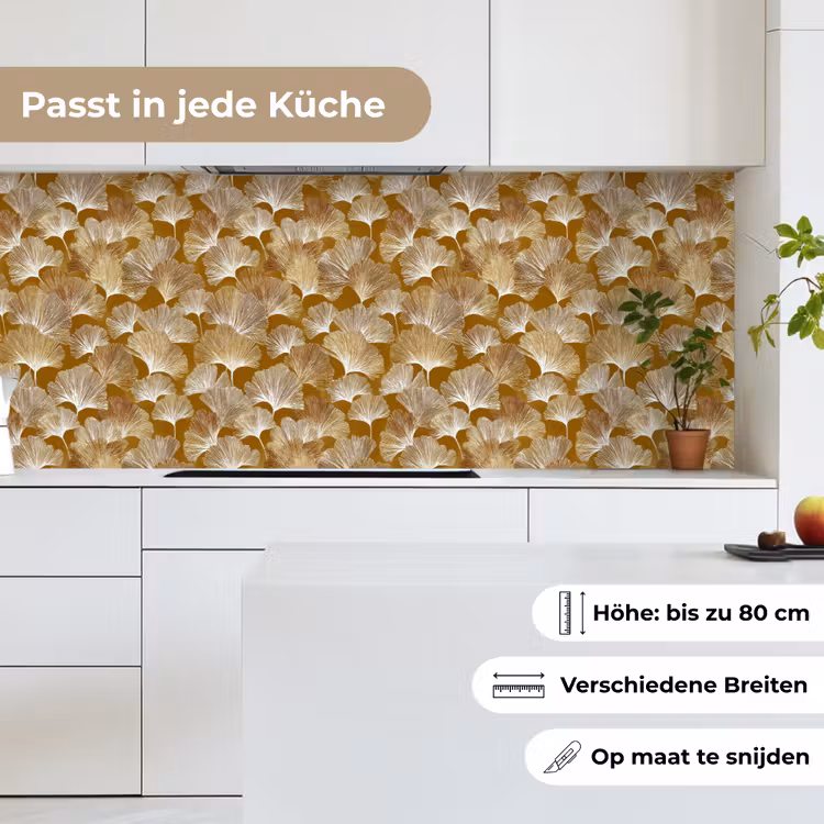 Ginkgo - Bladeren - Goud keuken achterwand 2 middel 871 -sfeer4_DE