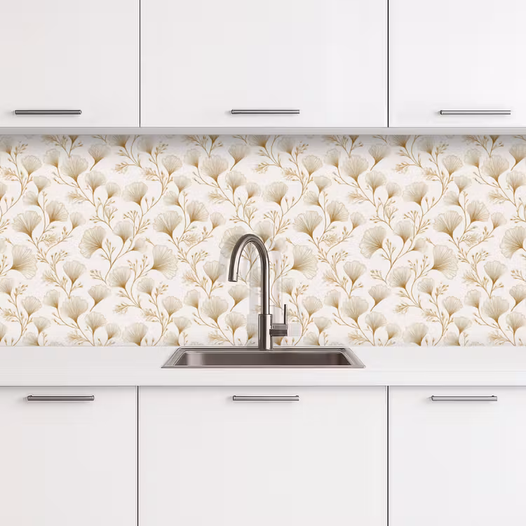 Ginkgo - Takken - Goud keuken achterwand 2 middel 871 -3d
