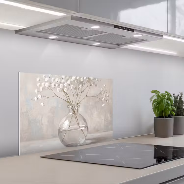 Gipskruid - Vaas - Wit keuken achterwand spatscherm klein -3d_schuin