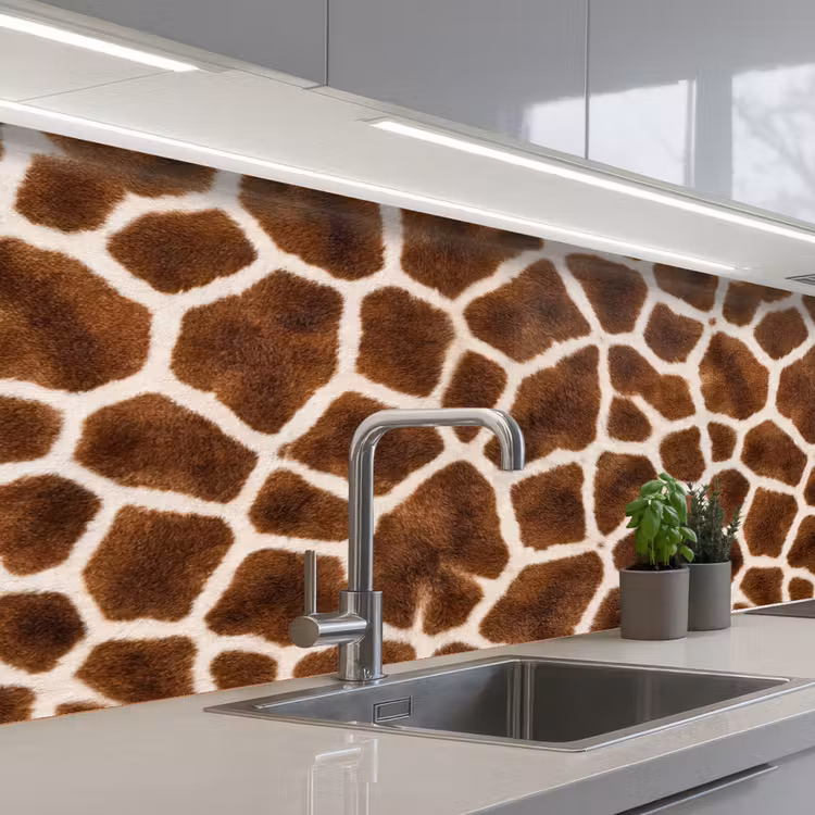 Giraf - Vacht - Klassiek - Bruin keuken achterwand 2 middel -3d_schuin