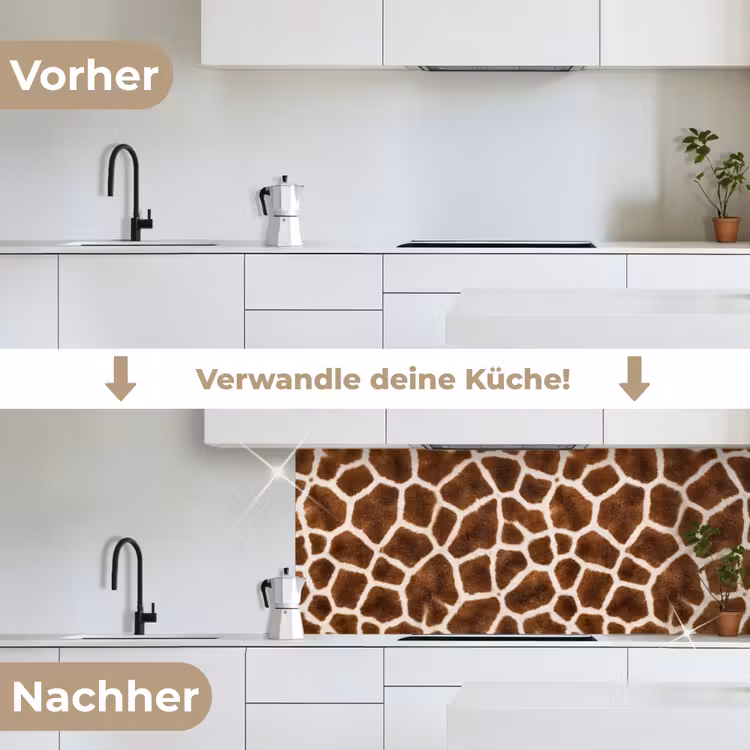 Giraf - Vacht - Klassiek - Bruin keuken achterwand 2 middel -voor-na_DE