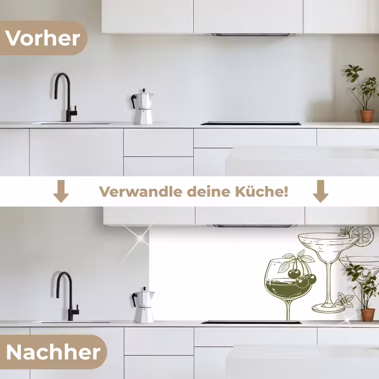 Glazen - Cocktails - Groen keuken achterwand 2 middel -voor-na_DE