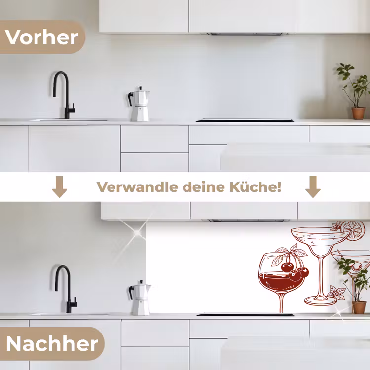 Glazen - Cocktails - Rood keuken achterwand 2 middel -voor-na_DE