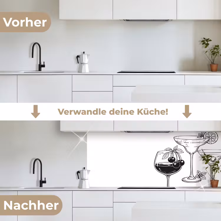 Glazen - Cocktails - Zwart - wit keuken achterwand 2 middel -voor-na_DE