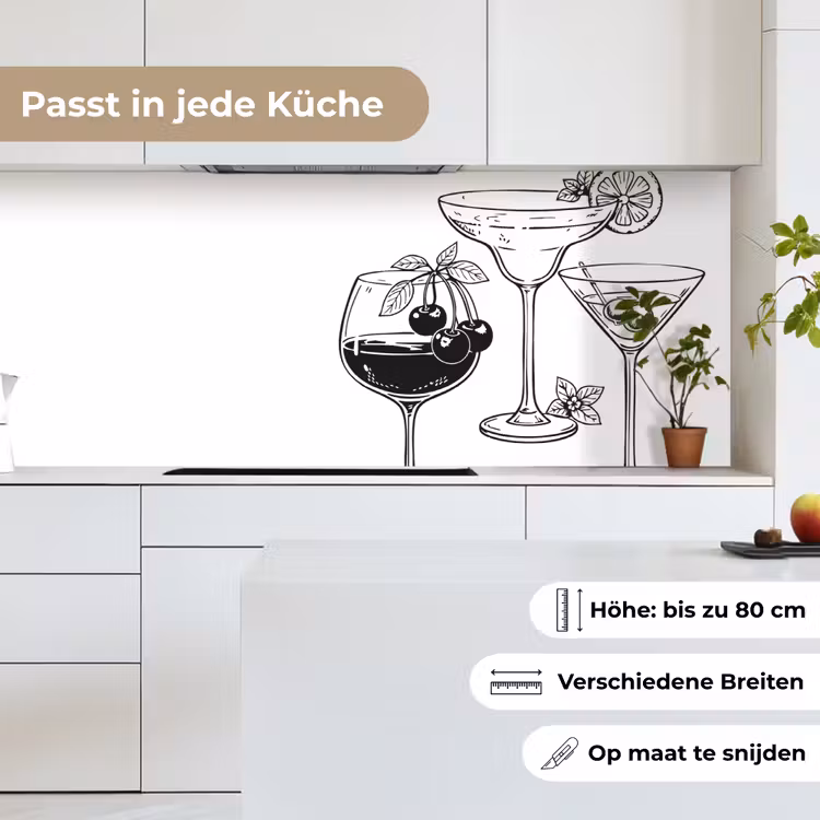 Glazen - Cocktails - Zwart - wit keuken achterwand 2 middel -sfeer4_DE