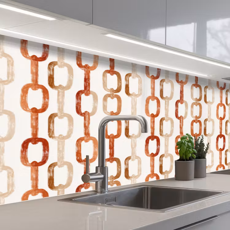Schakels - Patroon - Aquarel - Terracotta keuken achterwand 2 middel 871 -3d_schuin