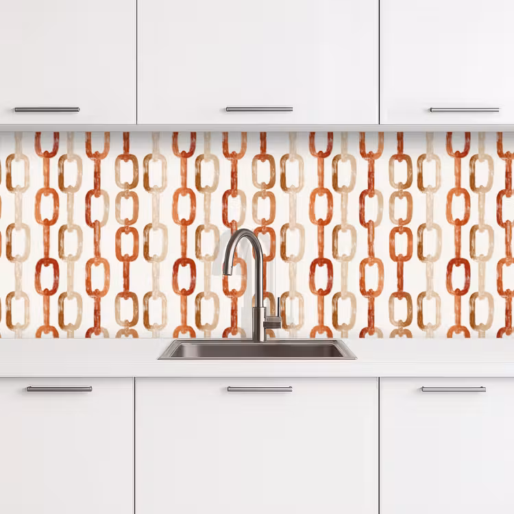 Schakels - Patroon - Aquarel - Terracotta keuken achterwand 2 middel 871 -3d